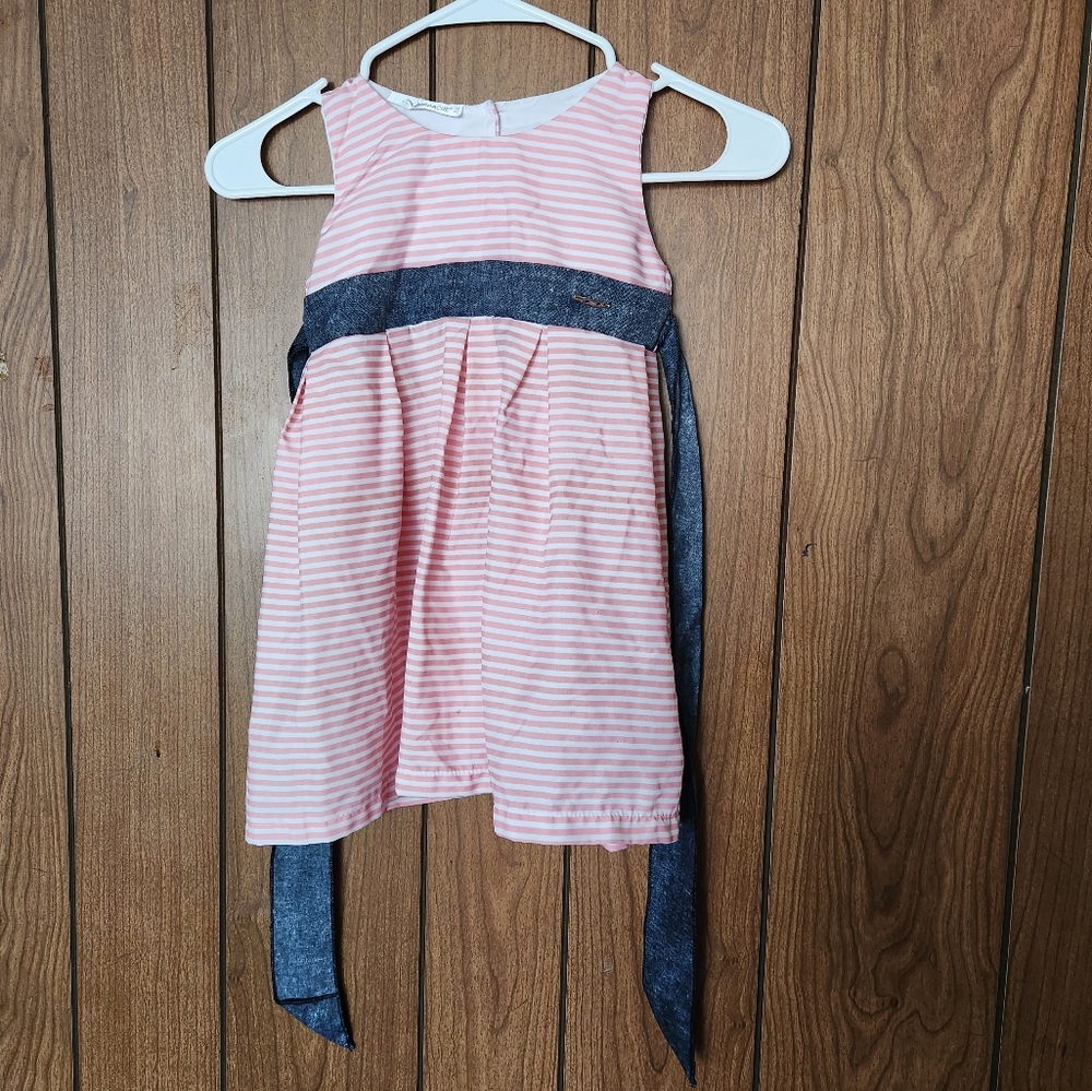 Toddler Girls' White & Pink Striped Sleeveless Jordache Dress Size 3T